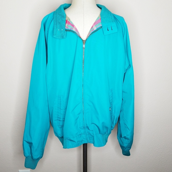 Eddie Bauer Other - Eddie Bauer VTG Teal Plaid Lined Soft Shell Jacket